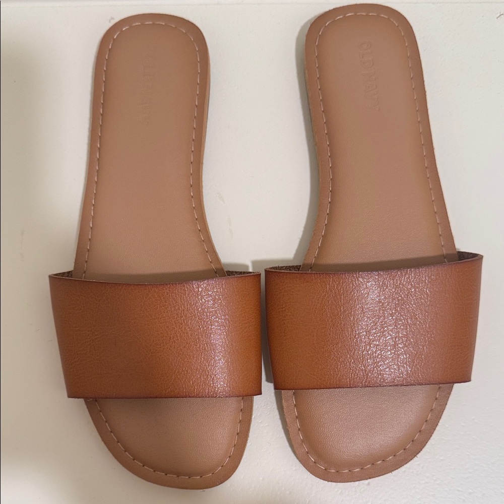 Old Navy Tan Slide Sandals